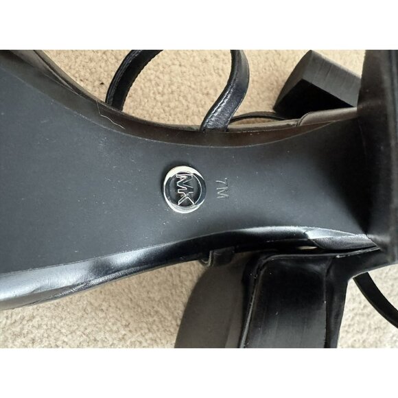 Michael Kors Charlize Crisscross Strappy Black Acorn Platform Sandal Women SZ 7 - Picture 9 of 14